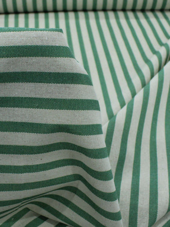 Tecido Linho Misto Listrado Verde e Bege