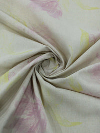 Tecido Linho Misto Aquarela Flores Rosa e Amarelo