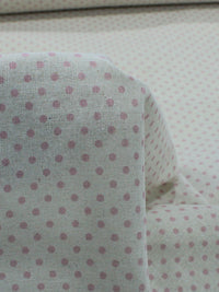 Tecido Linho Misto Bolinhas Vintage Rosa