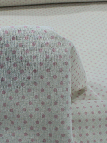 Tecido Linho Misto Bolinhas Vintage Rosa
