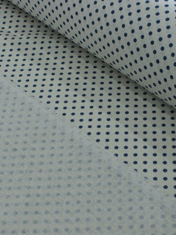 Tecido Linho Misto Bolinhas Vintage Azul