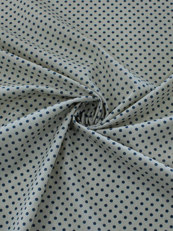 Tecido Linho Misto Bolinhas Vintage Azul