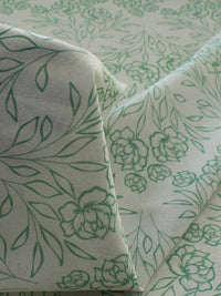 Tecido Linho Misto Traçado Flores Verde