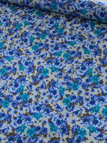 Tecido Cambraia de Algodão Floral Azul