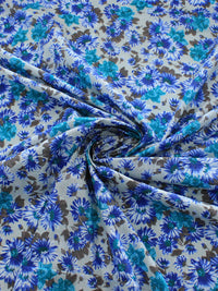 Tecido Cambraia de Algodão Floral Azul