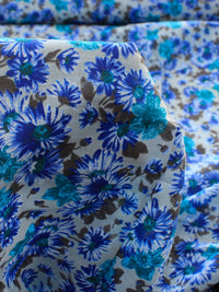 Tecido Cambraia de Algodão Floral Azul