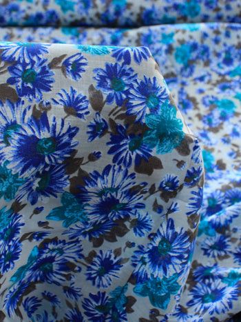 Tecido Cambraia de Algodão Floral Azul
