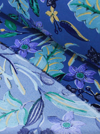 Tecido Crepe Koshibo Flores Azul e Verde