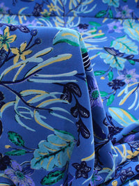 Tecido Crepe Koshibo Flores Azul e Verde