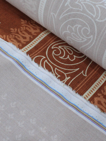 Tecido Viscose Premium Cashmere com Barrado Terracota e Bege