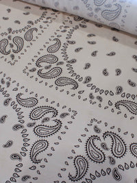 Tecido Viscose Premium Bandana Cashmere Bege e Preto