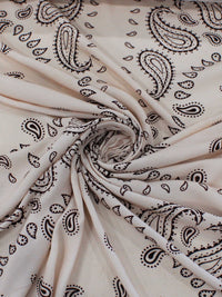 Tecido Viscose Premium Bandana Cashmere Bege e Preto