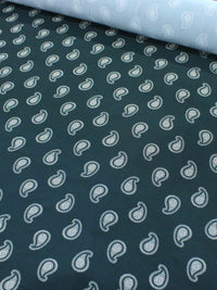Tecido Viscose Premium Micro Cashmere Verde Petróleo e Off-White