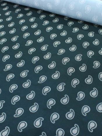 Tecido Viscose Premium Micro Cashmere Verde Petróleo e Off-White