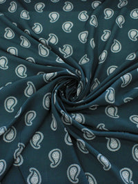 Tecido Viscose Premium Micro Cashmere Verde Petróleo e Off-White