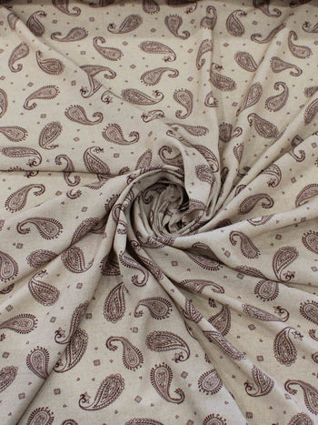 Tecido Viscose Premium Cashmere Vintage Bege e Marrom
