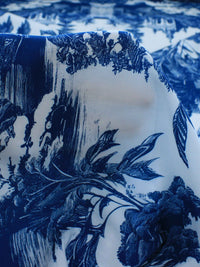 Tecido Viscose Premium Porcelana Toile de Jouy Azul e Branco