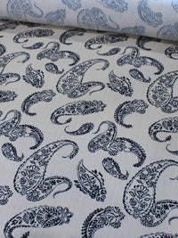 Tecido Viscose Premium Cashmere Trabalhada Bege e Preto