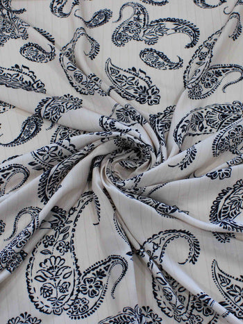 Tecido Viscose Premium Cashmere Trabalhada Bege e Preto