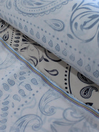 Tecido Viscose Premium Bandana Cashmere Bege e Azul Escuro