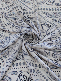 Tecido Viscose Premium Bandana Cashmere Bege e Azul Escuro
