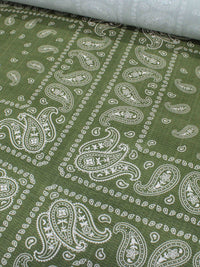 Tecido Viscose Premium Bandana Cashmere Verde e Branco