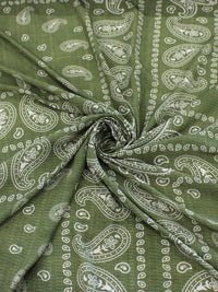 Tecido Viscose Premium Bandana Cashmere Verde e Branco