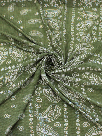 Tecido Viscose Premium Bandana Cashmere Verde e Branco