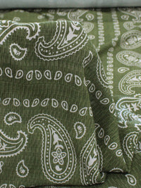 Tecido Viscose Premium Bandana Cashmere Verde e Branco