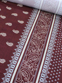 Tecido Viscose Premium Barrado Cashmere Vinho e Off-White