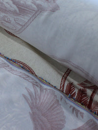 Tecido Viscose Premium Toile de Jouy Tropical Vinho e Creme