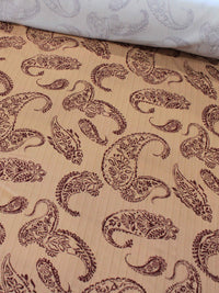 Tecido Viscose Premium Cashmere Trabalhada Marrom Claro e Vinho