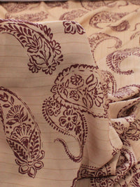 Tecido Viscose Premium Cashmere Trabalhada Marrom Claro e Vinho