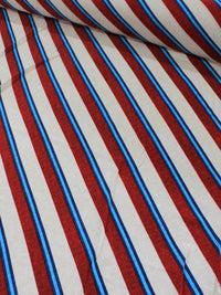 Tecido Viscose Listrado Vermelho e Azul