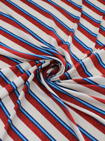 Tecido Viscose Listrado Vermelho e Azul