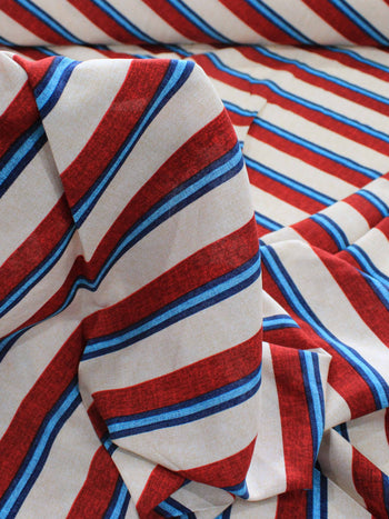Tecido Viscose Listrado Vermelho e Azul