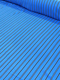 Tecido Viscose Listrado Azul, Branco e Preto