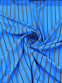 Tecido Viscose Listrado Azul, Branco e Preto