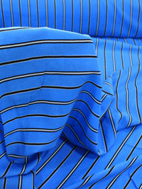 Tecido Viscose Listrado Azul, Branco e Preto