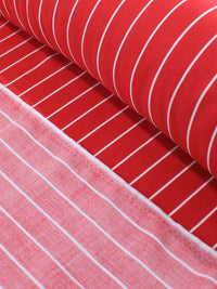 Tecido Viscose Listrado Vermelho e Branco