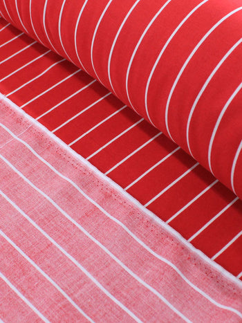 Tecido Viscose Listrado Vermelho e Branco