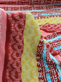 Tecido Viscose Listrado Étnico Vinho, Amarelo e Rosa