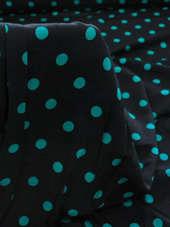 Tecido Viscose Poá Preto e Verde Menta