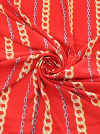 Tecido Viscose Correntes Vermelho e Dourado