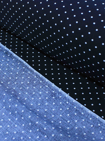 Tecido Viscose Micro Poá Azul Marinho e Branco