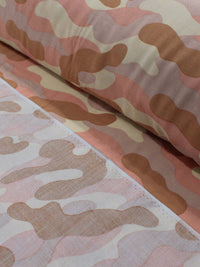 Tecido Viscose Camuflado Rosa, Rosê e Nude