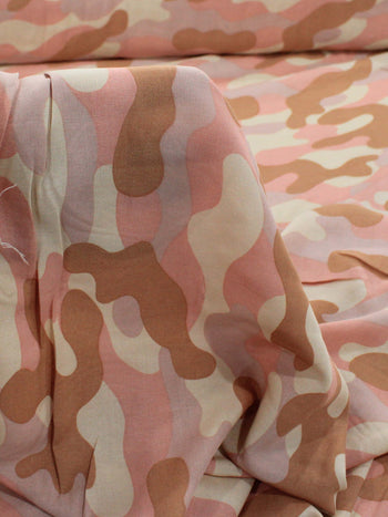 Tecido Viscose Camuflado Rosa, Rosê e Nude