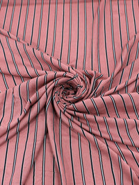 Tecido Viscose Listrado Goiaba, Preto e Branco