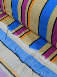 Tecido Viscose Listrado Bege, Azul e Roxo