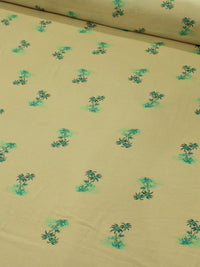Tecido Viscose Mini Palmeiras Fundo Bege